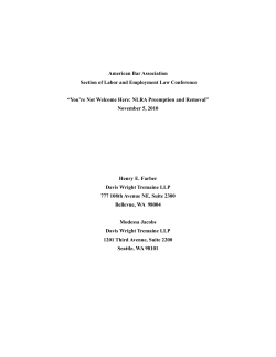 "You`re Not Welcome Here: NLRA Preemption and Removal
