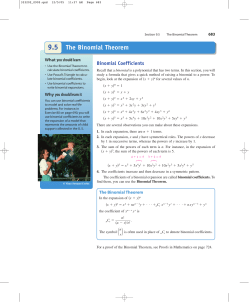 9.5 The Binomial Theorem - THS Advanced PreCalculus