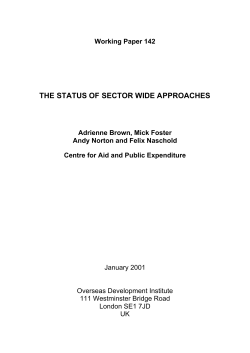The Status of Sector Wide Approaches