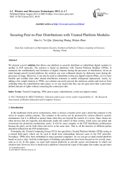 Securing Peer-to-Peer Distributions with Trusted Platform Modules