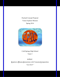 Payload Concept Proposal Venus Explorer Mission Spring 2014