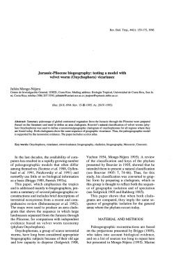 Jurassic-Pliocene biogeography - Organization for Tropical Studies