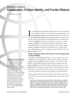 Globalization, Christian Identity, and Frontier Missions