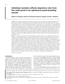Individual variation affects departure rate from the natal pond in an