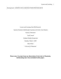 Please note: Excerpts from my dissertation (University of Manitoba