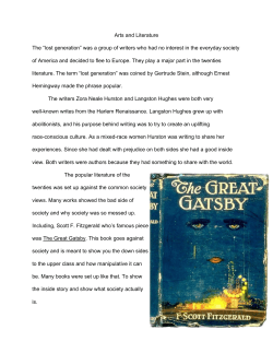 Arts and Literature The &ldquo;lost generation&rdquo; was a group of