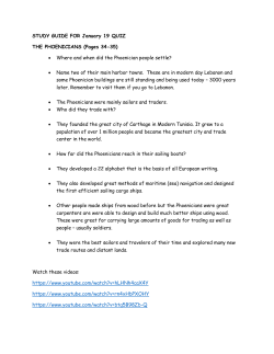 STUDY GUIDE FOR January 19 QUIZ THE PHOENICIANS (Pages