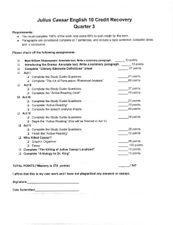 Julius Caesar English 10 Credit Recovery