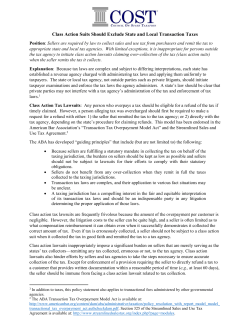 Class Action Suits Should Exclude State and Local Transaction Taxes