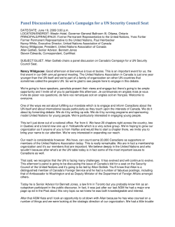 Panel Discussion on Canada`s Campaign for a UN Security Council