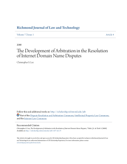 The Development of Arbitration in the Resolution of Internet Domain