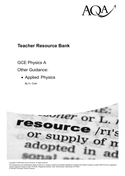 Teacher guide Teacher guide: Applied Physics