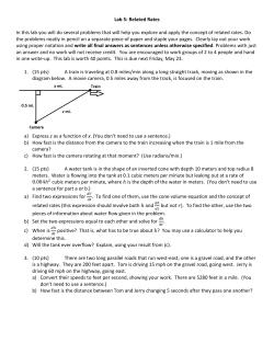 Lab 5: Related Rates In this lab you will do several problems that