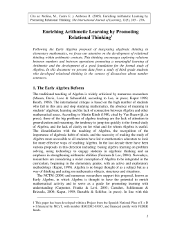 Enriching Arithmetic Learning by Promoting Relational