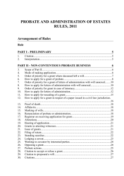 PROBATE AND ADMINISTRATION OF ESTATES RULES, 2011
