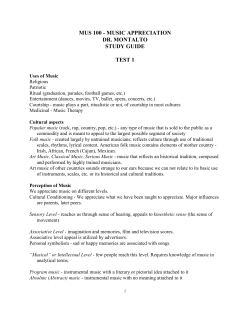 mus 100 - music appreciation dr. montalto study guide test 1
