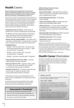 Health Careers Health Career Orientation