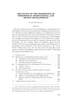 the status of the prohibition of terrorism in