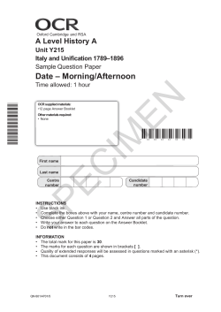 Italy and Unification 1789&ndash;1896