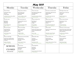 May Menu - School in the Hills