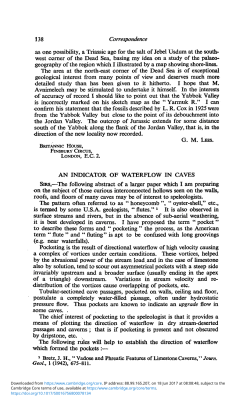 An Indicator of Waterflow in Caves