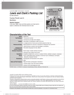 Lewis and Clark`s Packing List
