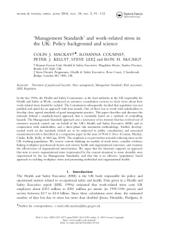Management Standards` and work-related stress in the UK