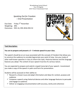 Speaking Out for Freedom &ndash; Oral Presentation