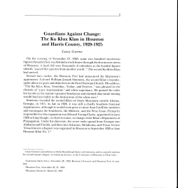 Guardians against Change: The Ku Klux Klan in Houston and Harris