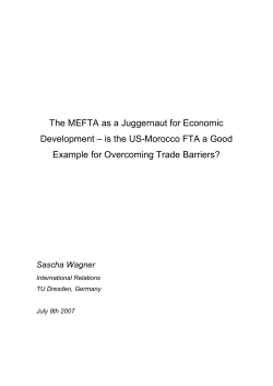 The MEFTA as a Juggernaut for Economic Development &ndash; is the US