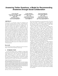 Answering Twitter Questions: a Model for Recommending