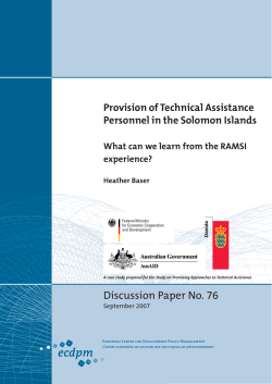 Provision of Technical Assistance Personnel in the