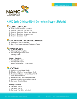 NAMC Early Childhood (3-6) Curriculum Support Material