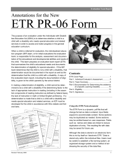 Annotated Guide For Evaluation Team Reports (ETR)