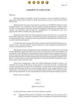 Agreement on Agriculture - World Trade Organization