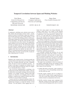 Temporal Correlations between Spam and Phishing Websites