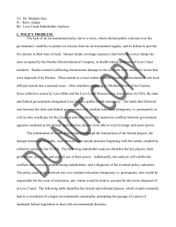 To: Dr. Sheldon Gen Fr: Steve Adami Re: Love Canal Stakeholder