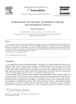 Looking back: On relevance, probabilistic indexing and information