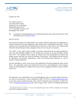 AICPA Corporate Estimated Taxes Comment Letter