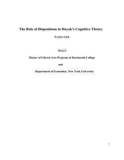 The Role of Dispositions in Hayek`s Cognitive Theory