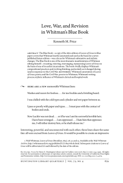 Love, War, and Revision in Whitman`s Blue Book
