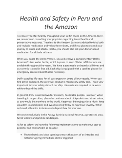 Health and Safety in Peru and the Amazon