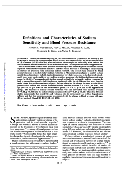Definitions and Characteristics of Sodium Sensitivity