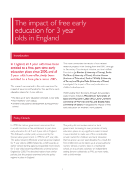 The impact of free early education for 3 year olds in England