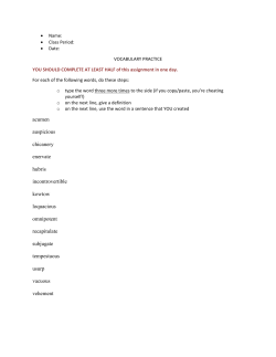 acumen auspicious chicanery enervate hubris incontrovertible