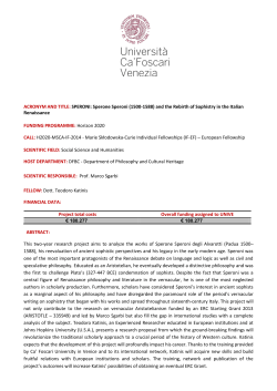ACRONYM AND TITLE: SPERONI: Sperone Speroni