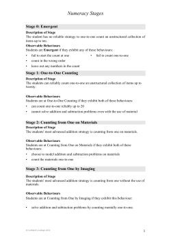 Numeracy Stages - St Cuthbert`s College