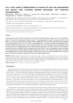 An in vitro model of differentiation of memory B cells into