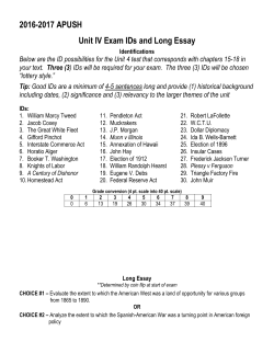 2016-2017 APUSH Unit IV Exam IDs and Long Essay