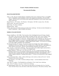 Period I. Medieval British Literature Recommended Reading OLD